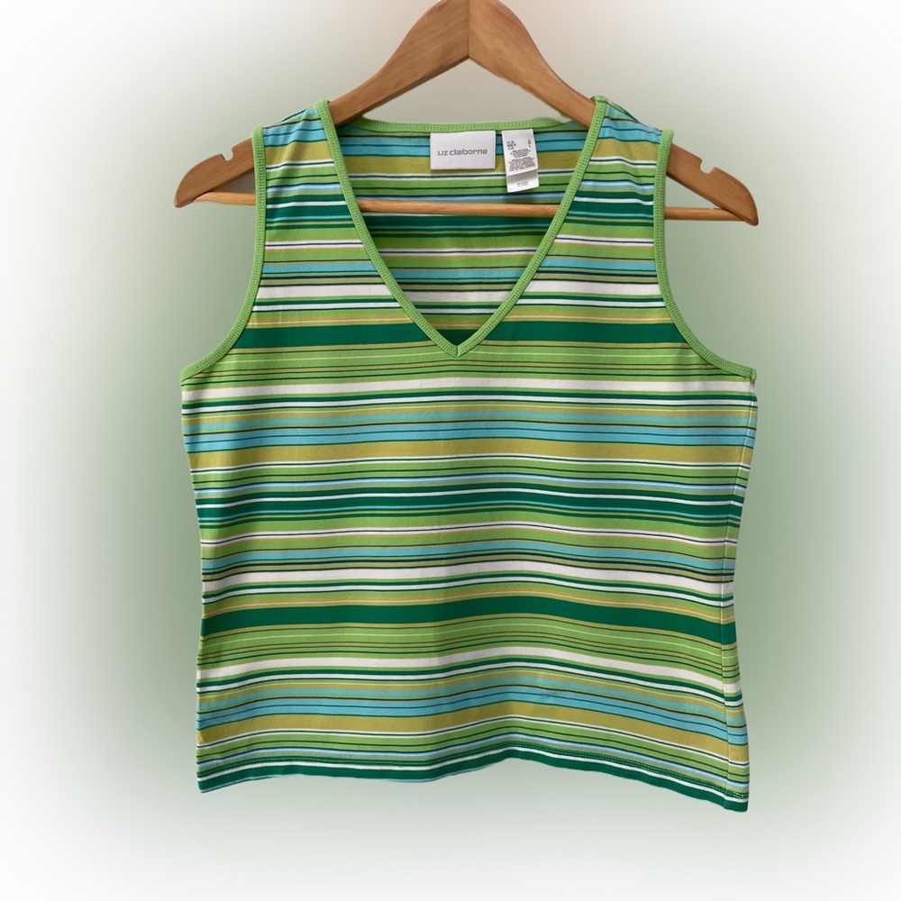 Liz Claiborne Woman Striped Tank Top Size:L